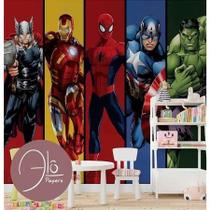 Papel de Parede Infantil Os Vingadores homem aranha, thor hulk homem de ferro e capitão américa
