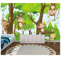Papel de Parede Infantil selva Zoo Safari Macacos painel M12