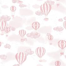 Papel De Parede Infantil Sonhos 4247 rosa bobinex Balão céu nuvem vinilico