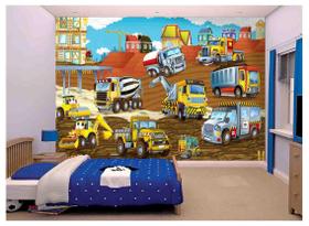 Papel De Parede Infantil Trator Caminhão Kids Azs154