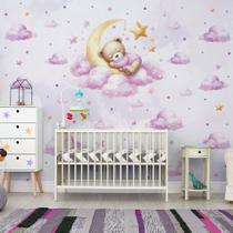 Papel de Parede Infantil Ursinho Quarto de Bebe Menina 9m²