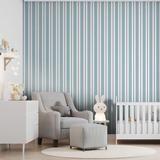 Papel de Parede infantil Vinílico listrado quadro azul céu revoada 4452 Bobinex