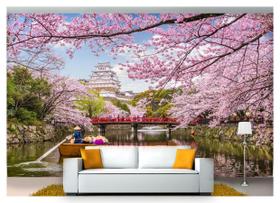 Papel De Parede Japão Barco Castelo Flores 3D 6M² Ncd215