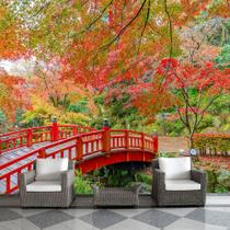 Papel de Parede Japonês Jardim Sakura Ponte Sala Adesivo - 425pcm