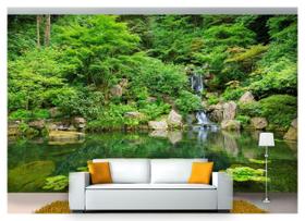 Papel De Parede Jardim Japonês Árvores 3D Jjp03