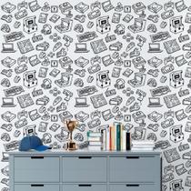 Papel De Parede Jogos Gamer Lavavel Adesivo Branco 10m