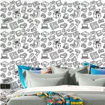 Papel De Parede Jogos Gamer Lavavel Adesivo Branco 15m