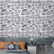 Papel De Parede Jogos Gamer Lavavel Adesivo Branco 5m