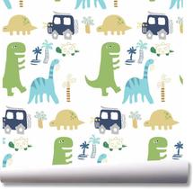 Papel De Parede Jurassic Carro Dinossauro Kit 02 Rolos A42