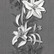 Papel De Parede K&G Floral Com Flores Cinza E Branco - K&G Papel De Parede