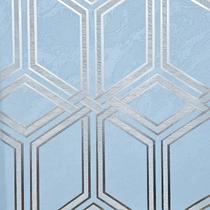 Papel de Parede Kantai Coleção White Swan Geométrico Azul Claro com Brilho Metálico