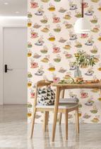 Papel de Parede Lavável Adesivo Casual Xícaras Coloridas