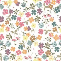 Papel De Parede Lavável Flores Com Fundo Branco 6M