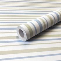 Papel de Parede Listrado Azul e Bege Adesivo Lavavel HD Para Moveis Parede Vidro Casa Escritorio