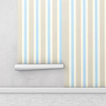 Papel De parede listrado Em Tons Cinza creme E Azul Para Sala E Quarto