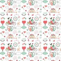 Papel De Parede Love Amor Flores Pássaros Coloridos Adesivo