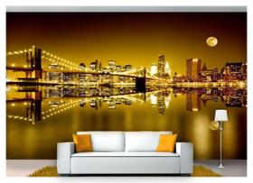 Papel De Parede Lua Cheia Ponte Brooklyn 3D Lua12