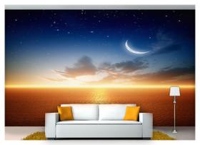 Papel De Parede Lua Noite Mar Por Do Sol 3D Lua13