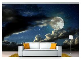 Papel De Parede Lua Noite Nuvens Céu 3D Lua01