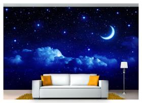 Papel De Parede Lua Noite Nuvens Céu 3D Lua21