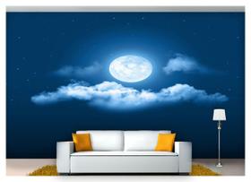 Papel De Parede Lua Noite Nuvens Céu 3D Lua44