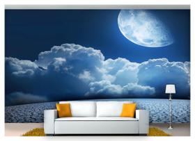 Papel De Parede Lua Noite Nuvens Céu 3D Lua51