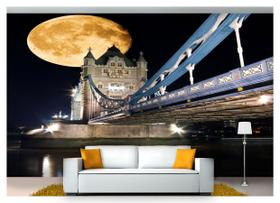 Papel De Parede Lua Noite Ponte Londres 3D 7,50m² Lua02