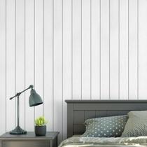 Papel de Parede Madeira Ripada Branca Adesivo Lavável