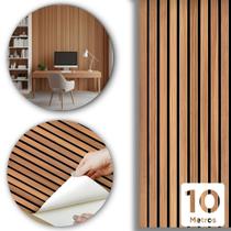 Papel De Parede Madeira Ripado Marrom 3D 10m x 45cm Lavável Impermeável Ideal Para Cozinha e Sala