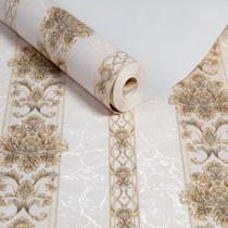 Papel De Parede Magnific Clássico Arabesco com Brilho em Listras Rolo de 10mx53cm Papel De Parede Magnific Clássico Arabesco com Brilho em Listras Rolo de 10mx53cm