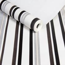 Papel De Parede Magnific Listrado Preto, Cinza, Bege e Branco Vinílico Rolo De 9,50M