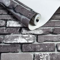 Papel De Parede Magnific Tijolinho A Vista 3D Grafite/Cinza Vinílico Rolo De 9,50M