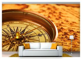 Papel De Parede Mapa Antigo Bege Bússola Nmu13