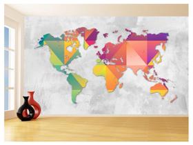 Papel De Parede Mapa Mundi Concreto Arte Cores 3,5M Nmu38 Papel De Parede Mapa Mundi Concreto Arte Cores 3,5M Nmu38