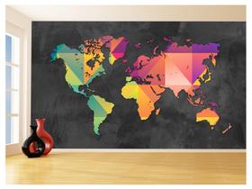 Papel De Parede Mapa Mundi Concreto Arte Cores 3,5M Nmu47 Papel De Parede Mapa Mundi Concreto Arte Cores 3,5M Nmu47