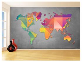 Papel De Parede Mapa Mundi Concreto Arte Cores 3,5M Nmu58