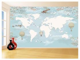 Papel De Parede Mapa Mundi Infantil Balão Azul 3,5M Nmu84 Papel De Parede Mapa Mundi Infantil Balão Azul 3,5M Nmu84