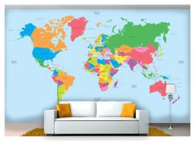 Papel De Parede Mapa Mundi Nmu02