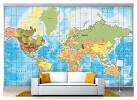Papel De Parede Mapa Mundi Nmu03 3M²