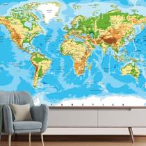 Papel de Parede Mapa Mundi Relevo Planeta Sala Adesivo - 475pcm Papel de Parede Mapa Mundi Relevo Planeta Sala Adesivo - 475pcm
