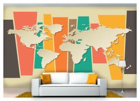 Papel De Parede Mapa Mundi Retrô Vintage Nmu07 3M²
