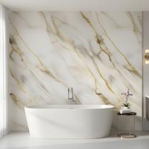 Papel De Parede Mármore Branco e Dourado 10m x 45cm Lavável Vinílico Autocolante Para Quarto e Sala Papel De Parede Mármore Branco e Dourado 10m x 45cm Lavável Vinílico Autocolante Para Quarto e Sala