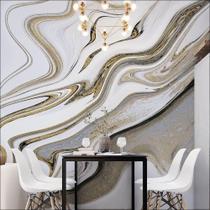 Papel de Parede Mármore Líquido Preto e Branco