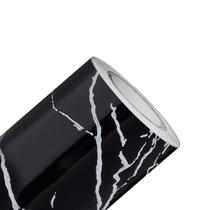 Papel de Parede Mármore Luna Preto Branco Prata Vinil Adesivo Impermeável Pia Box Mesa 2m X 60cm