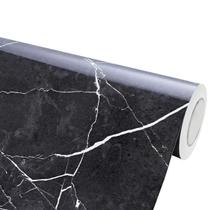 Papel de Parede Mármore Nero Marquina Preto Branco Vinil Adesivo Lavável Pia Box Mesa 2m X 60cm