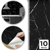 Papel De Parede Mármore Preto 10m x 45cm Adesivo Lavável Autocolante Decorativo Para Ambientes Sofisticados