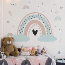 Papel de Parede Menina Arco-íris Floral Ramos Infantil 6m²