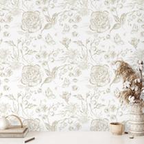 Papel de parede Micpolo Vintage Floral Autoadesivo 4,4m² Bege