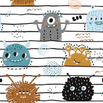 Papel de Parede Monstrinhos em Canetinha Infantil 57x270cm Papel de Parede Monstrinhos em Canetinha Infantil 57x270cm