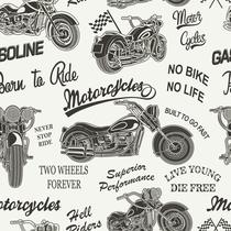 Papel de Parede Motocicleta Born to Ride Vintage Adesivo Moderno Quarto Sala de Estar